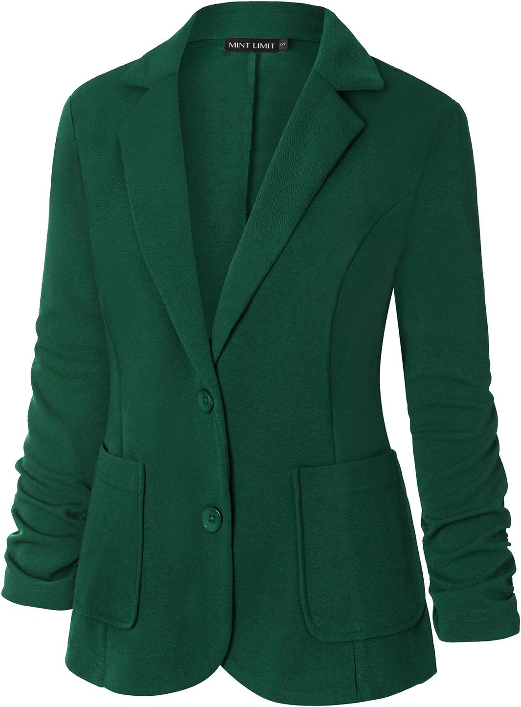 Unifizz Womens Casual Work Office Blazer Button Front 3/4 Sleeve Jacket Plus Size Blazers with Pockets #Dark Green - 2,Size XL# - Image 2