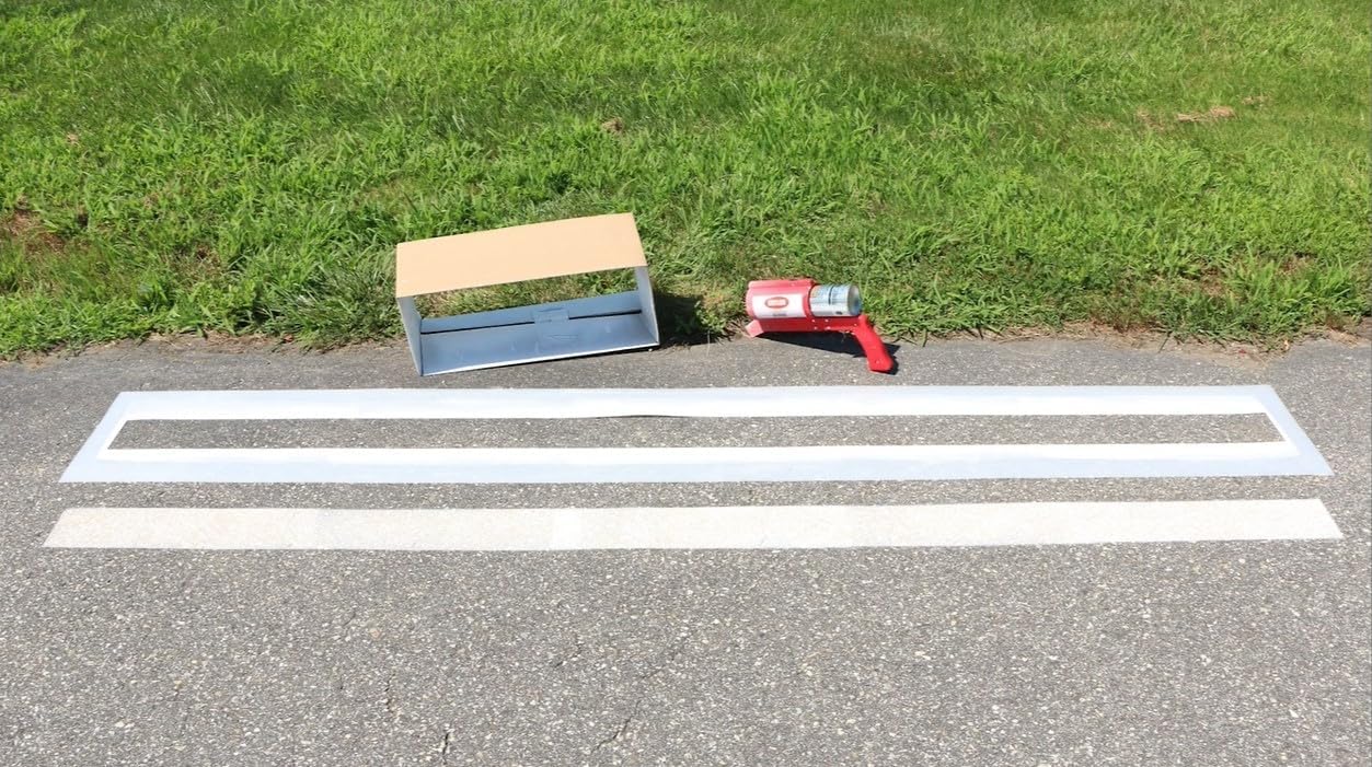 Parking Lot Line Stencil – 4-Inch by 8 Ft or 9.5 Ft Lengths -in untearable1/16th inch LLDPE - ADA Compliant – Lays Flat, Reusable (8 Ft of 4 in Line Stencil in 1/16th in LLDPE)
