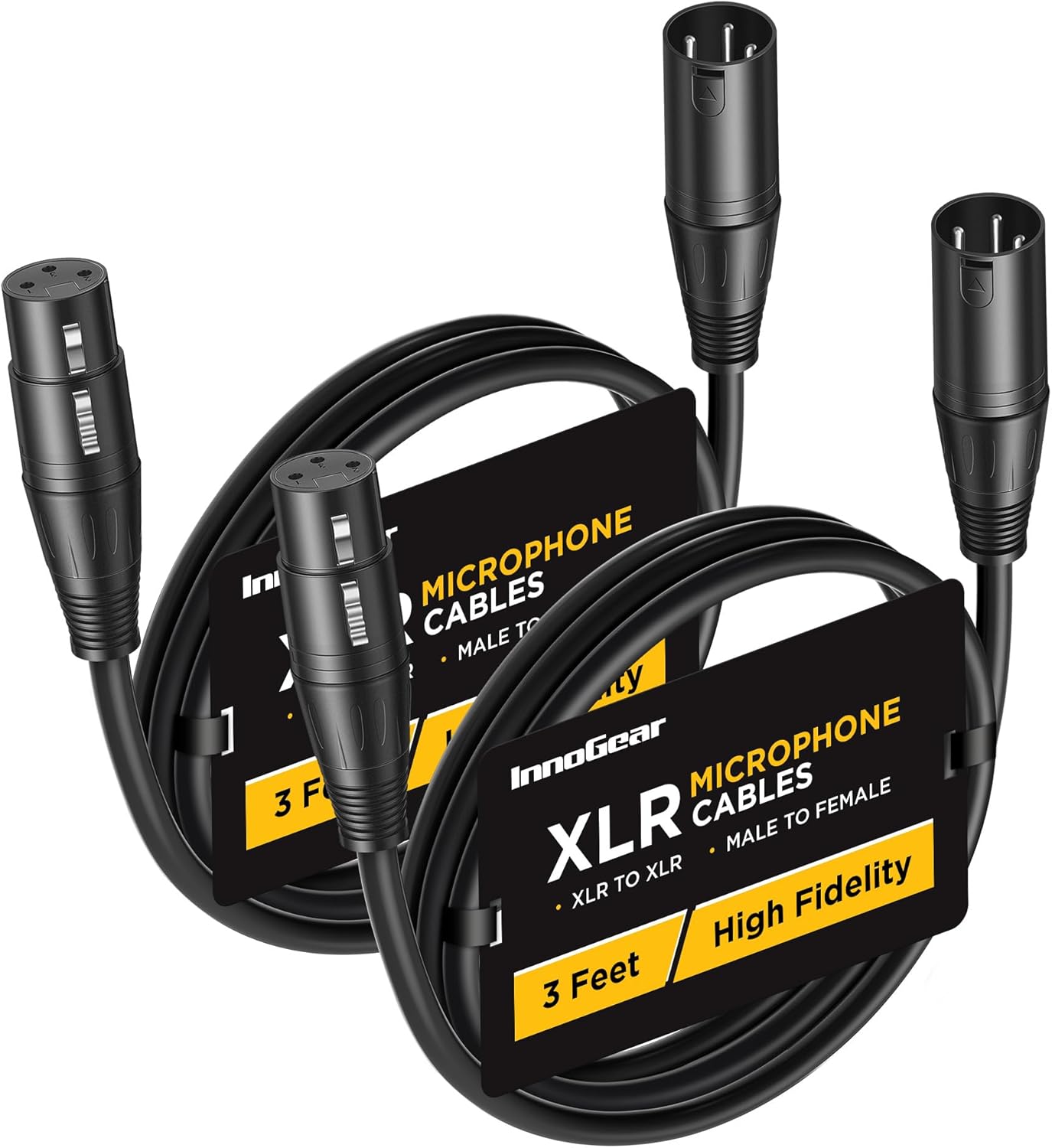 InnoGear XLR Microphone Cables, 10 Feet 6 Pack Oxygen-Free Copper Male to Female 3-Pin Balanced XLR Mic Cables Cord for Speaker Podcast Audio Mixer DMX Effector Amplifier Sound Card, Multicolored