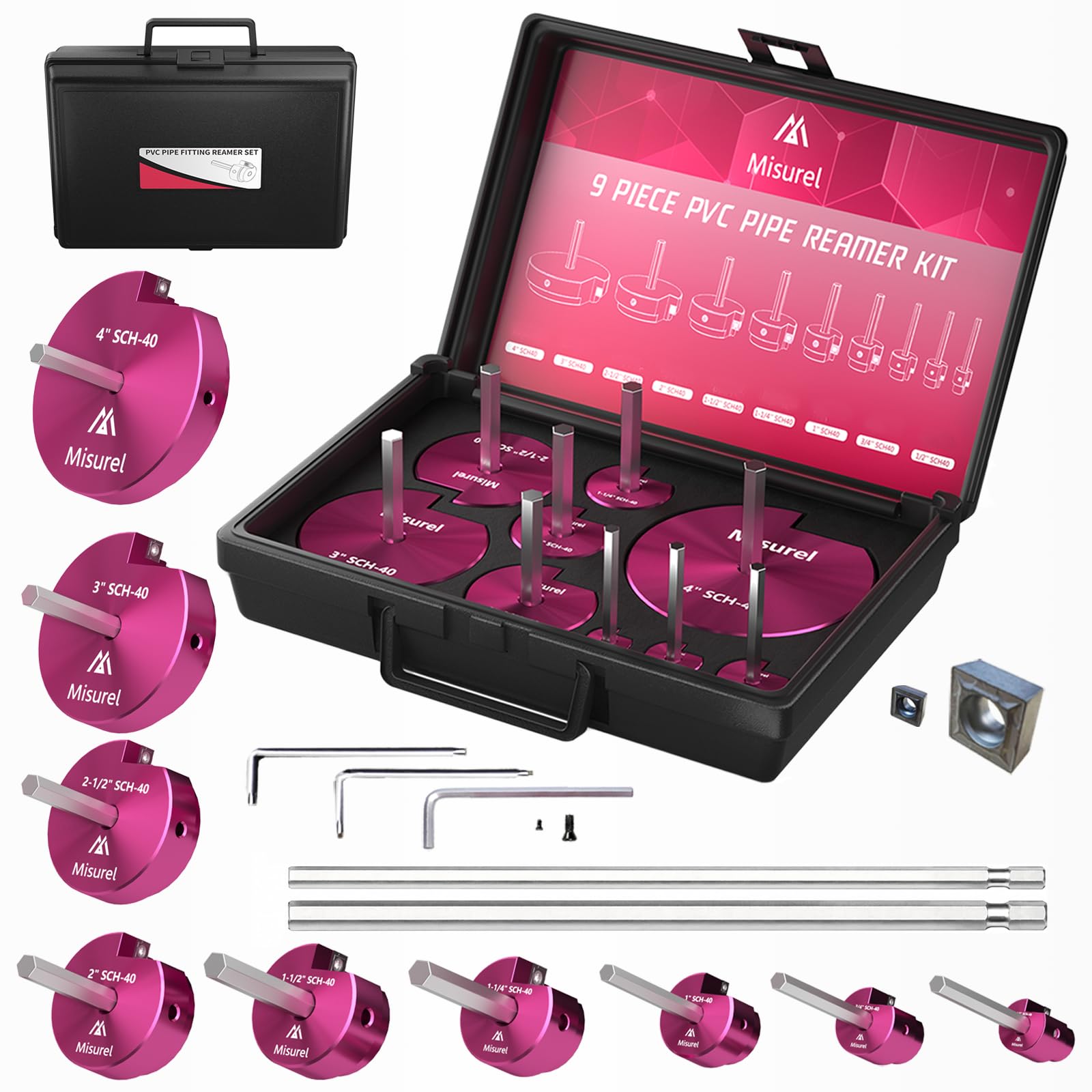 PVC Pipe Reamer Kit - 6 Sizes, Carbide Inserts -14