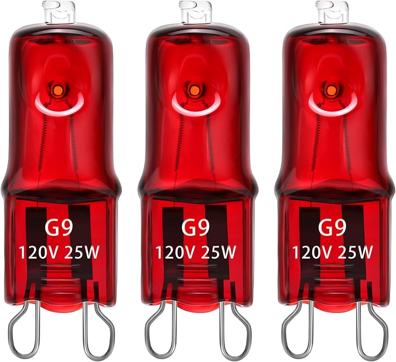 Lâmpada Halógena de Aquecimento UVA para Terrário G9 Night Red ExoRepti 25 W, Pacote com 3