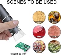 Vista 4 de Ninyoon Microscopio WiFi 4K para iPhone Android PC, 50-1000X Microscopio digital USB inalámbrico Super HD endoscopio cámara compatible con todos