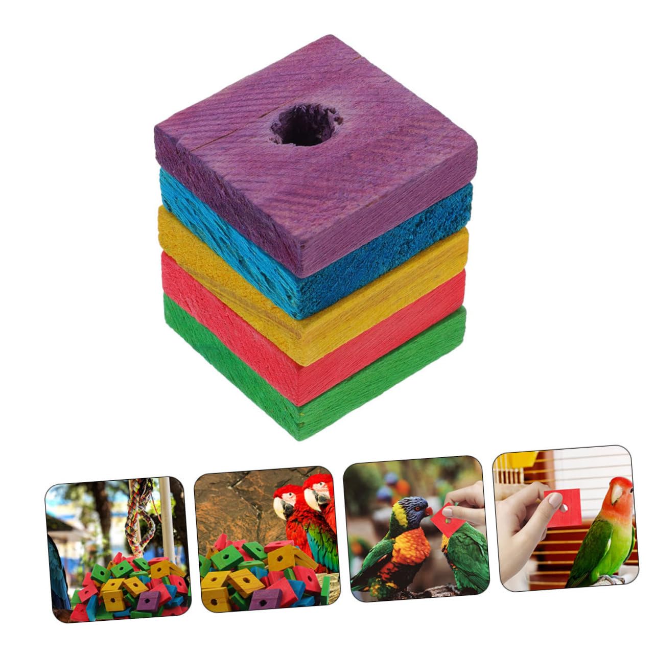BESPORTBLE 250piezas Juguetes De Madera para Pájaros Bloques De Madera para Morder y Triturar El Periquitos y Juguetes De Entretenimiento para Aves Pequeñas