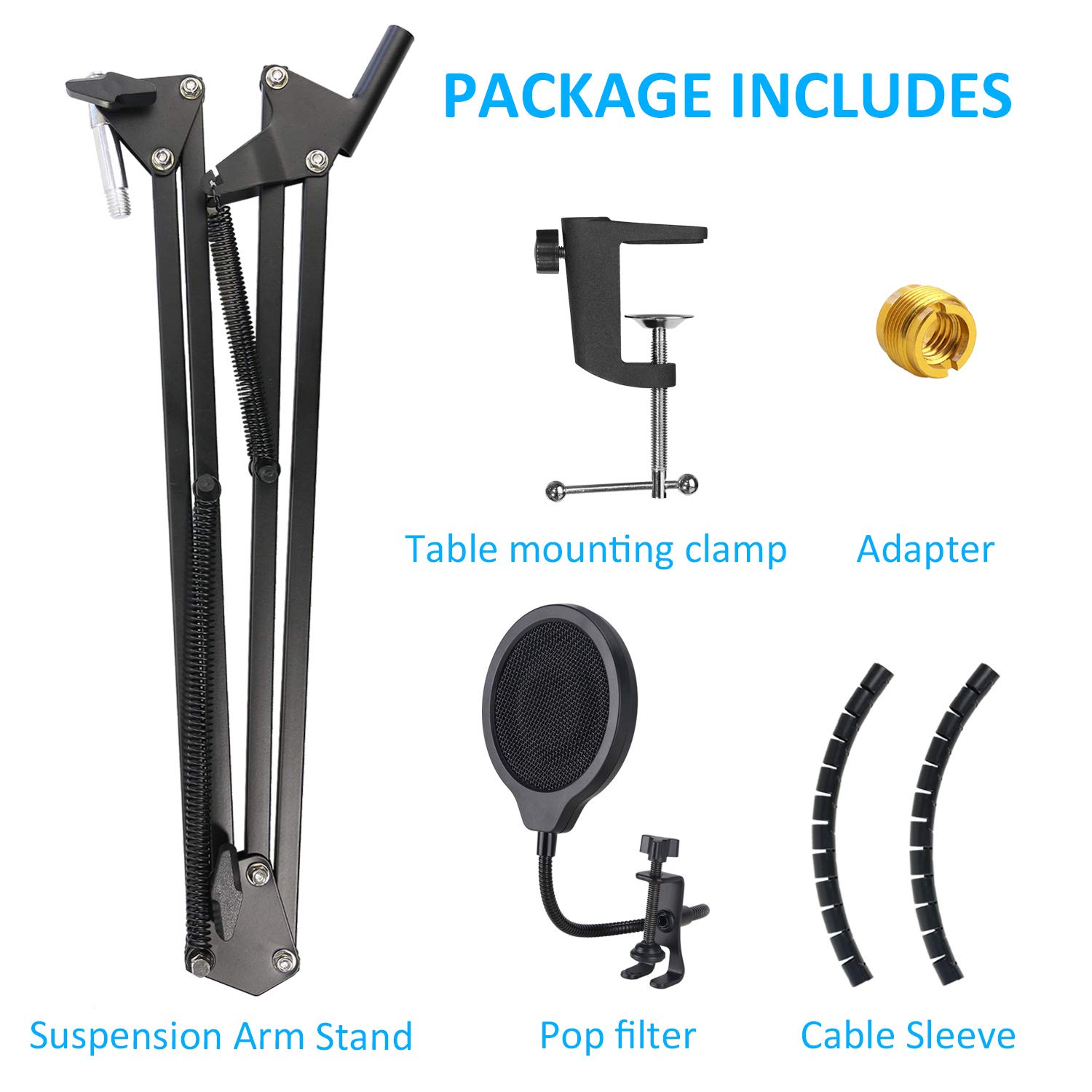 Hyperx Quadcast Mic Stand Scissor Mic Boom Arm and 2 Cable Ties to