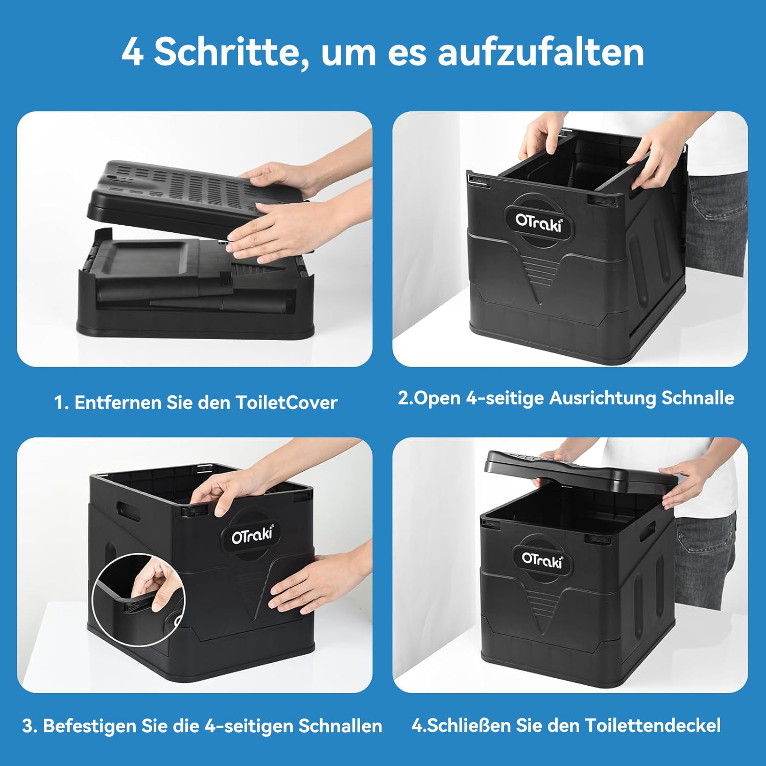 OTraki Campingtoilette Faltbar Mobile Trenntoilette mit 12 Toilettenbeuteln Stabil Camping WC Kompakt Toilette Die Mobile Toilette für Outdoor Camping, Festival, Stau, Zelten