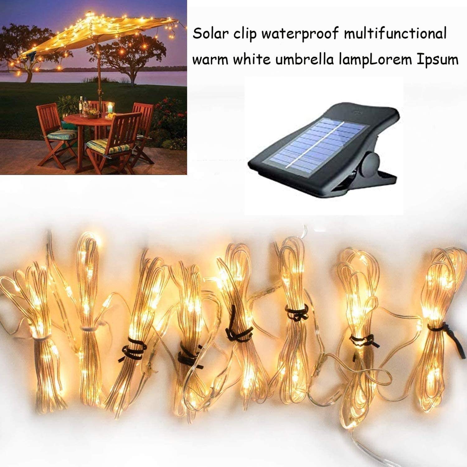 Solar Umbrella Lights,Patio Umbrella Lights with 8 Modes 3V 112 Led Medium  Solar Panel Clip Outdoor Waterproof Umbrella Lights for Beach Tent Garden  Camping Party Decoration(Warm White) : Amazon.ca: Tools u0026 Home
