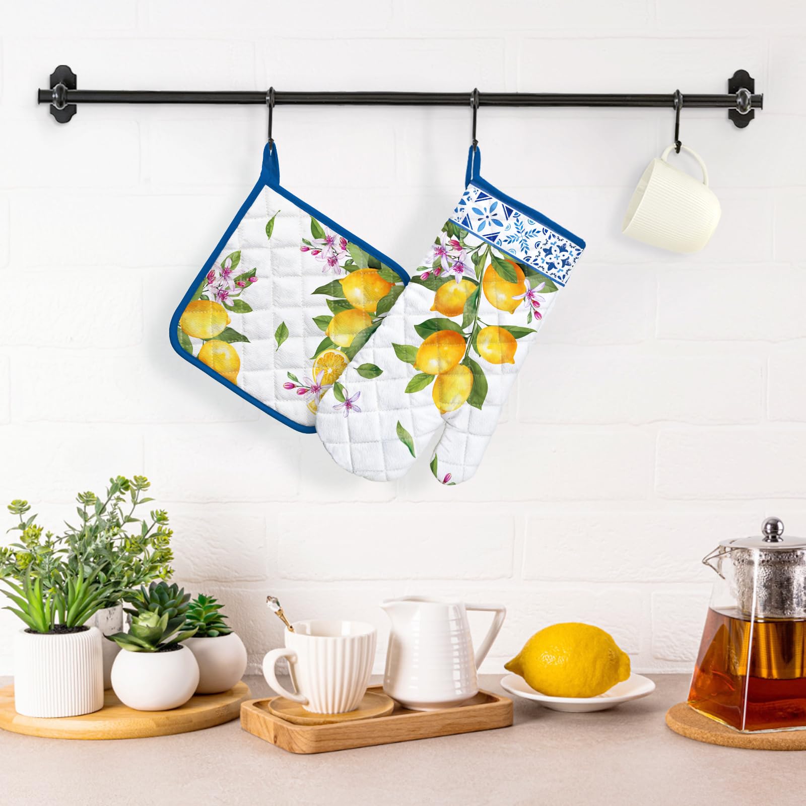 Set 2 Guanti Forno E Presine - 100% Cotone Resistente Al Calore Fino A 260°C - Foto 6