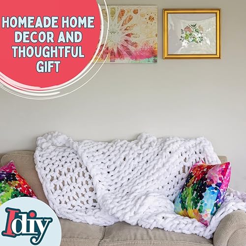 Miniatura 5 de iDIY - Paquete de 3 hilos gruesos (24 yardas cada madeja), verde oscuro, hilo de felpilla esponjoso, perfecto para mantas suaves y de bebé, tejido