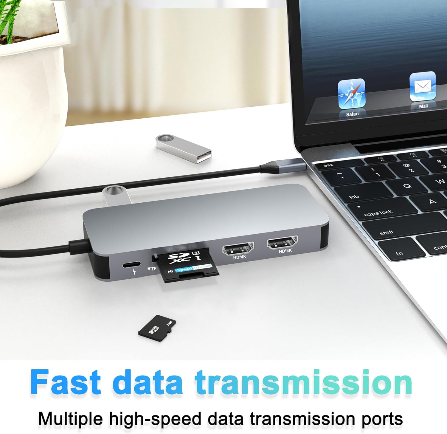Docking Station Dual Monitor, USB C to Dual HDMI Adapter, Computer Docking Station for Laptop, Dual Monitor Adapter, 10 in 1 USB C Hub Multiport with HDMI/VGA/PD/USB/SD/TF/3.5mm Audio