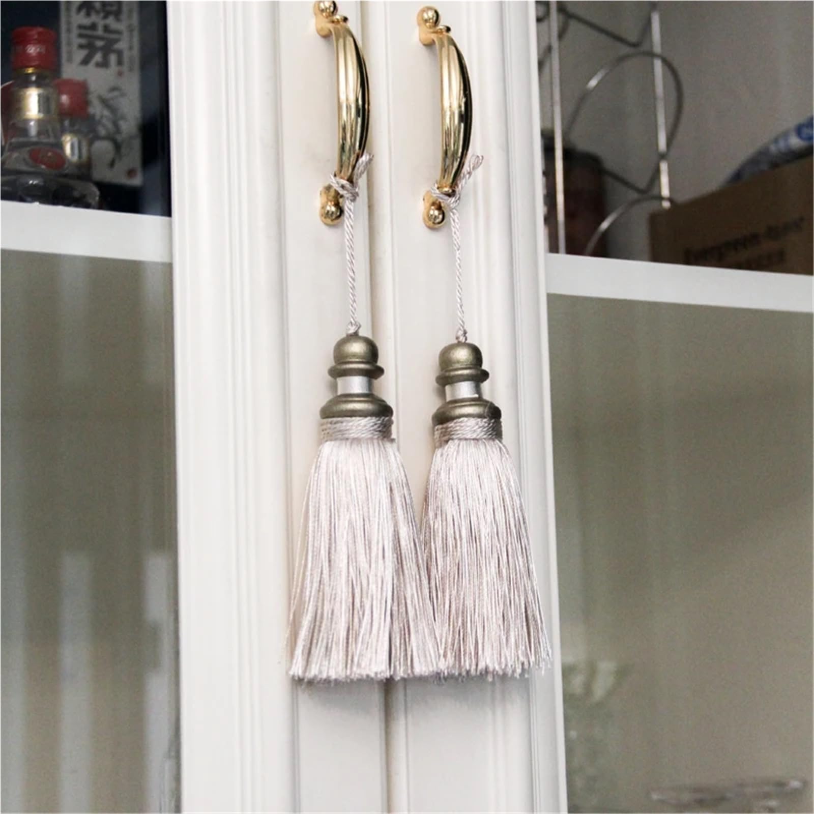 Quasten, Seiden-Fransenborte mit goldener Quaste, für Vorhangdekoration und DIY-Schmuckhandwerk, 10 Stück