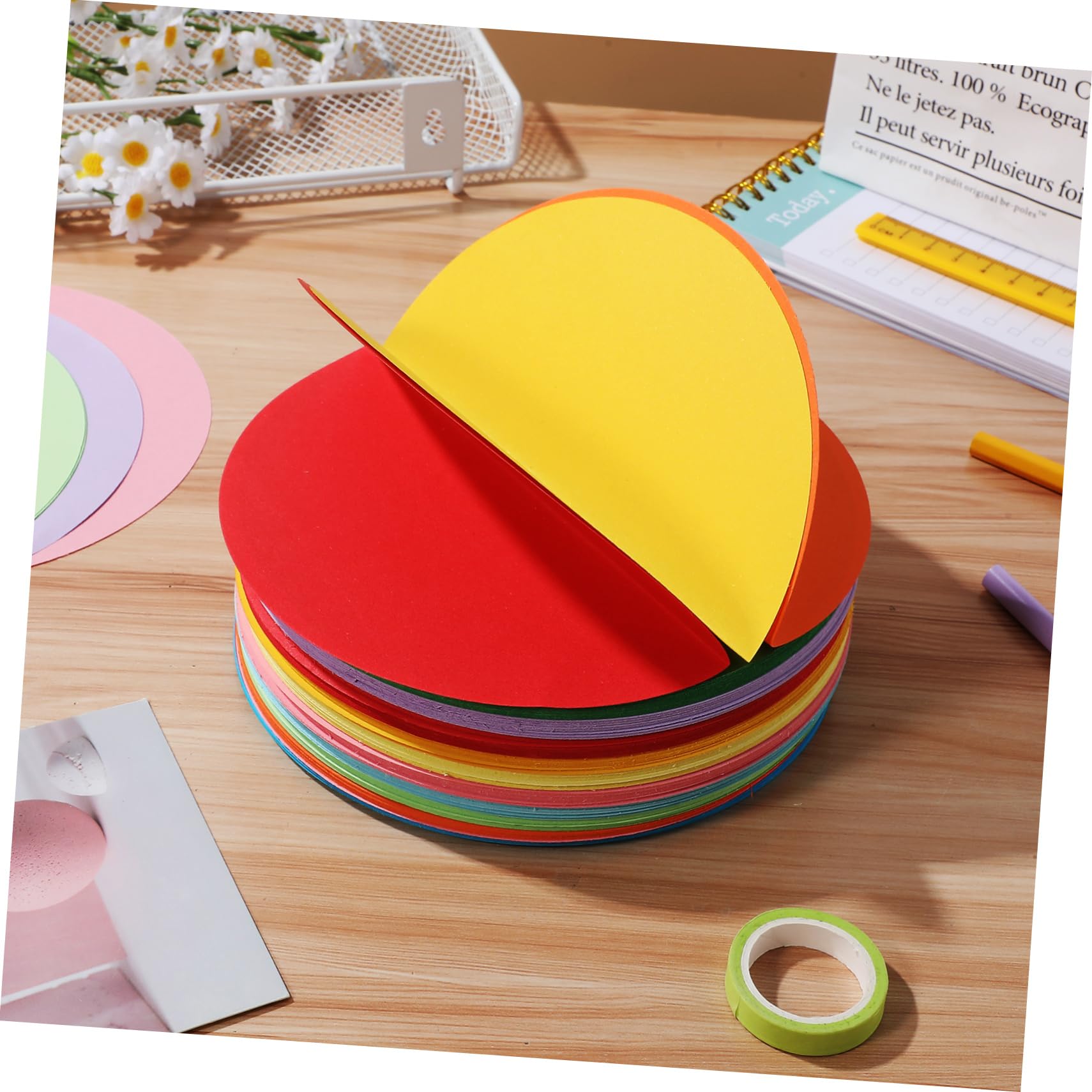 HOMSFOU Origami Stabilem Papier aus Rundes Blatt 500 Bastelpapier Leicht zu Buntes Faltpapier zur Kreativen und Geschenkgestaltung für Kinder und Anfänger