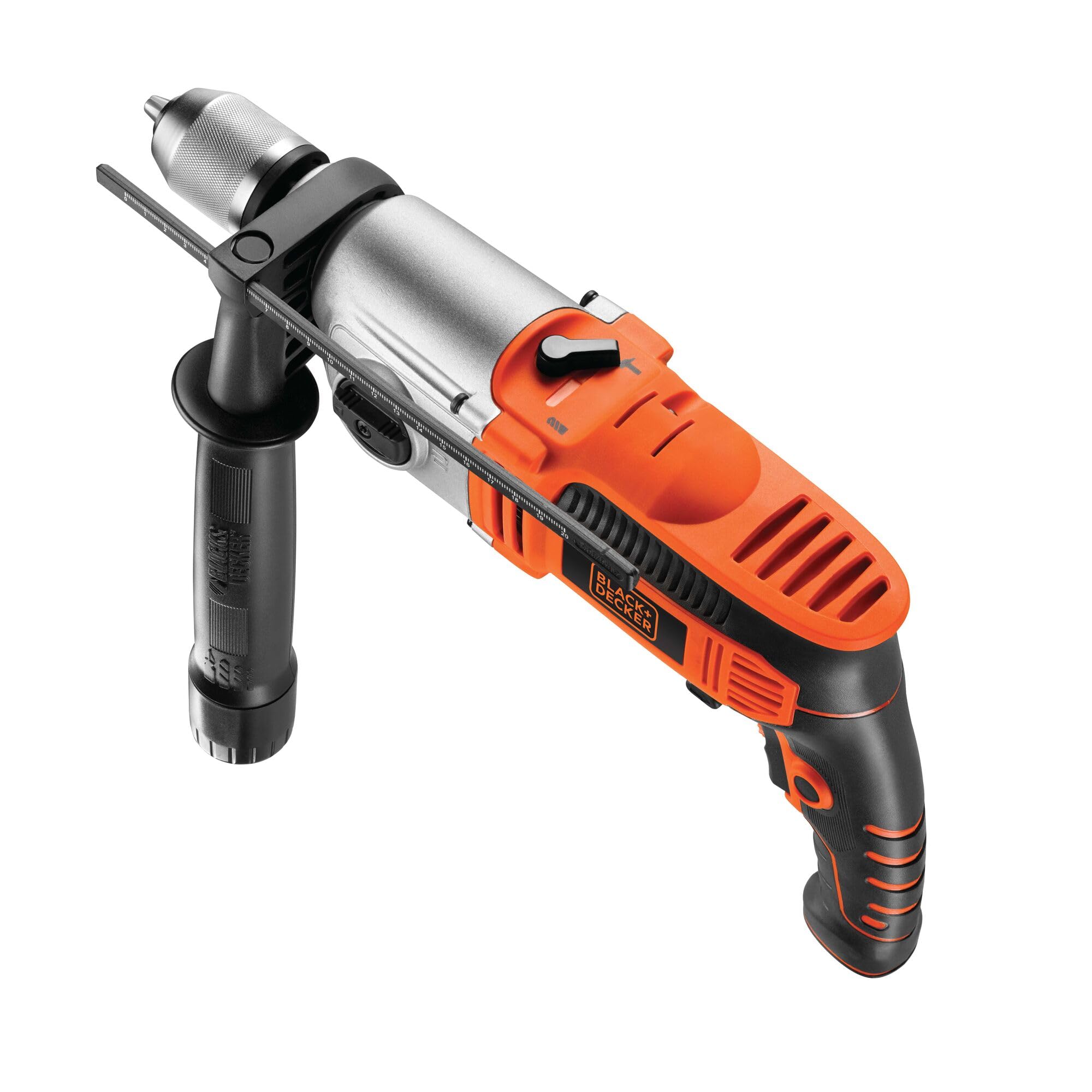 BLACK+DECKER Taladro percutor 1100W, 2 velocidades mecánicas, acción de percusión, sistema reversible, tope de profundidad, empuñadura antideslizante, incluye maletín y accesorios, KR1102K-QS