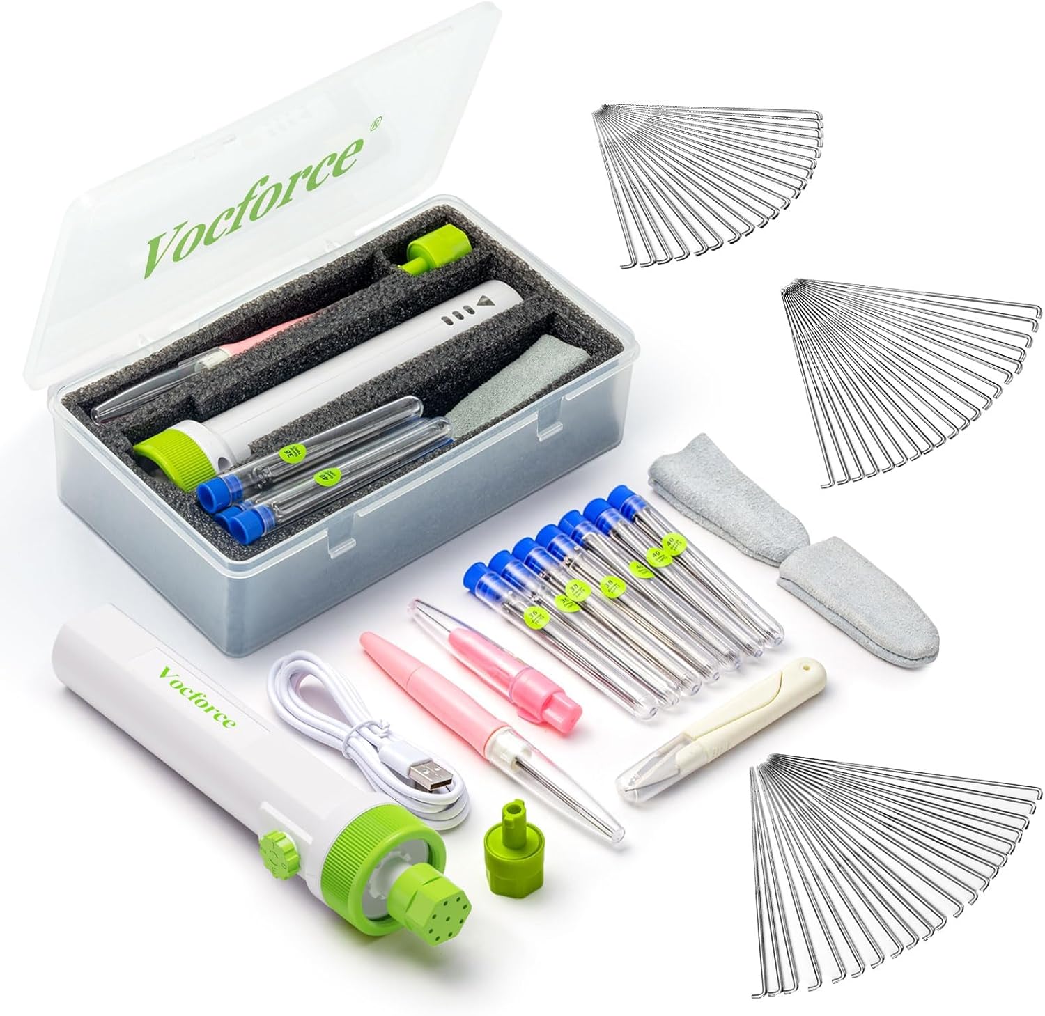 Vocforce Electric Needle Felting Tool, 4V Cordless 1-9 Multi-Needles Felting Machine with 79pcs Supplies Kit Set 3-Speed 4X Faster for Beginners Adult Small & Large Wool Projects