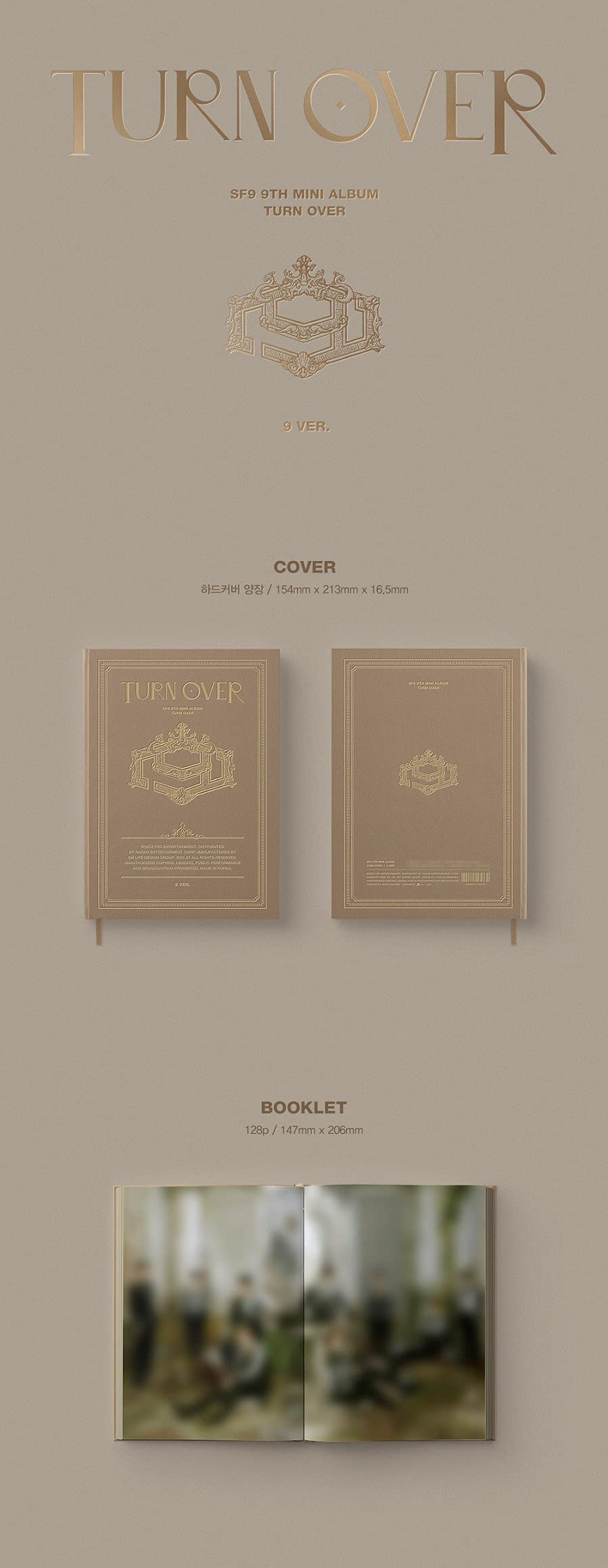 SF9 - Turn Over [9 ver.] (9th Mini Album) [Pre Order] CD+Booklet+Folded Poster+Others with BolsVos K-POP Webzine (9p), Decorative Stickers, Photocards