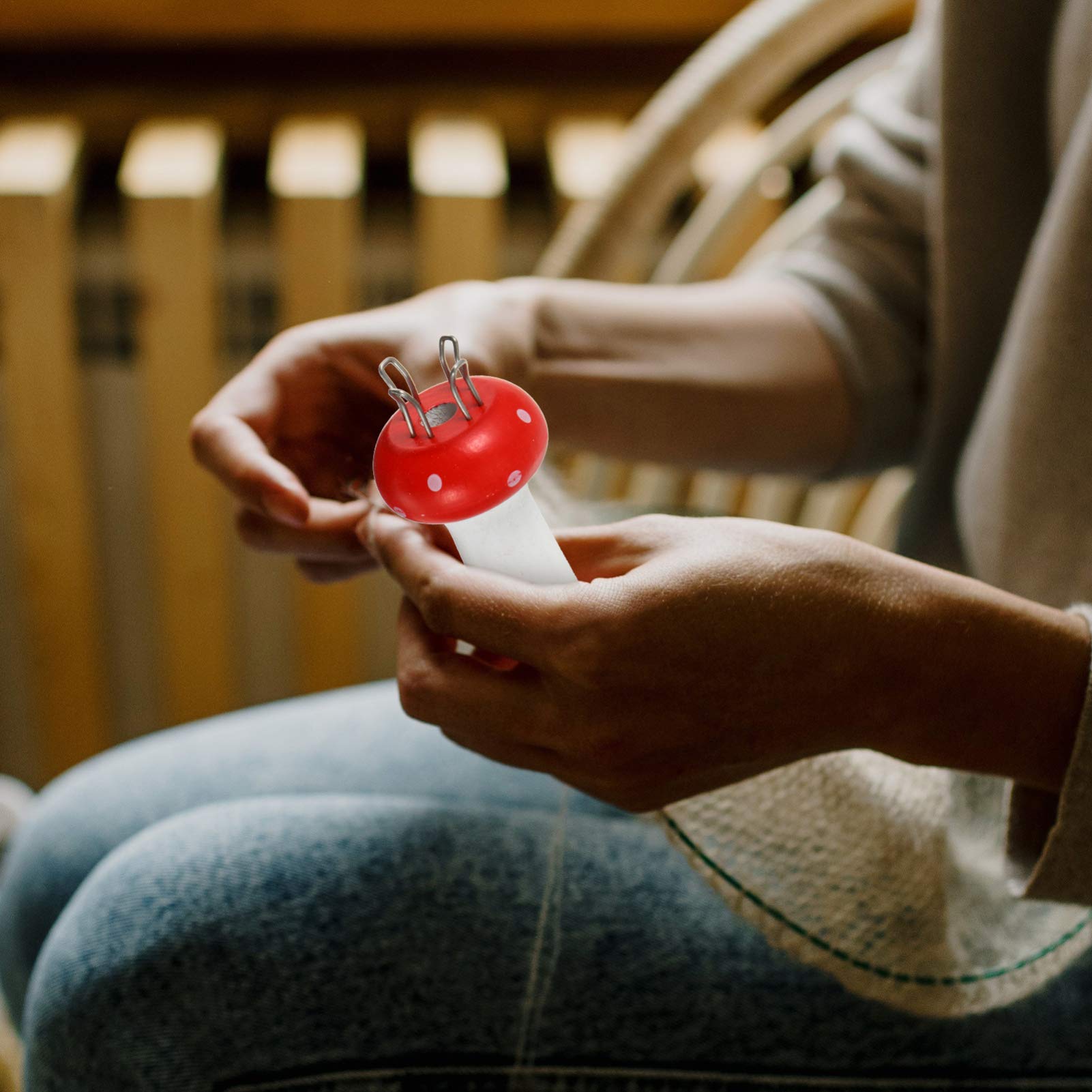 Mushroom Knitter for DIY Craft DIY Craft Tool Wood French Knitter Knitting Doll Craft Wooden Sewing Tool Braided Knitter Handy Wool Knit Knitter Knitting Spools