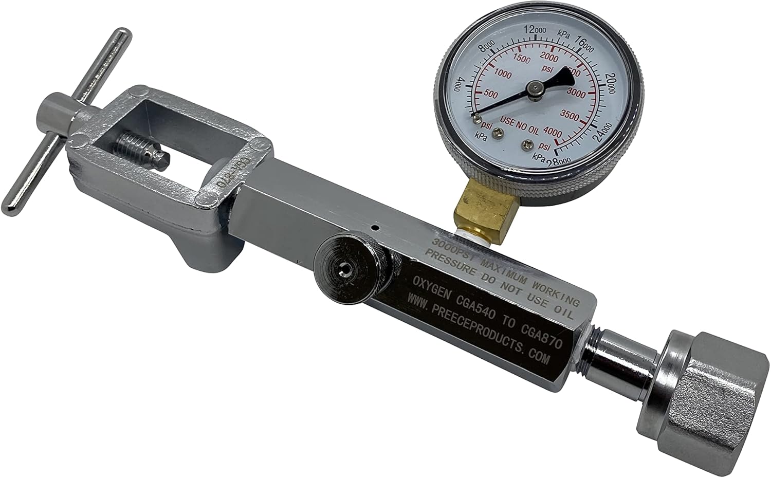 Oxygen Transfill Transfiller Adaptor CGA540 to CGA870 with Bleed Valve Medical Dental Aviation