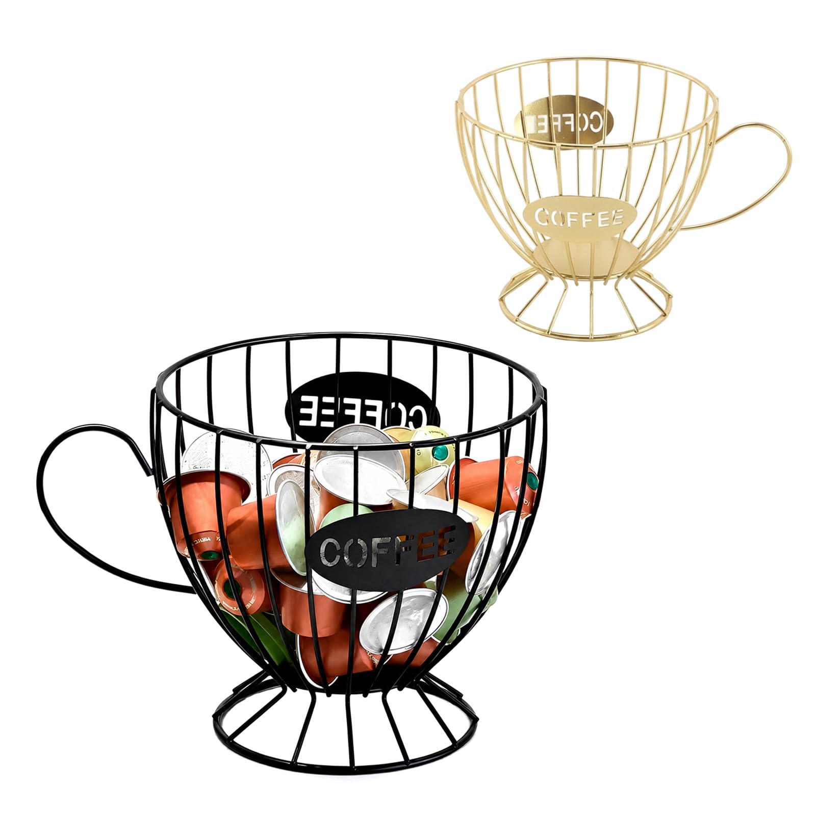 2Pcs Coffee Pod Holders, Large Capacity Wire Basket for Capsule Storage