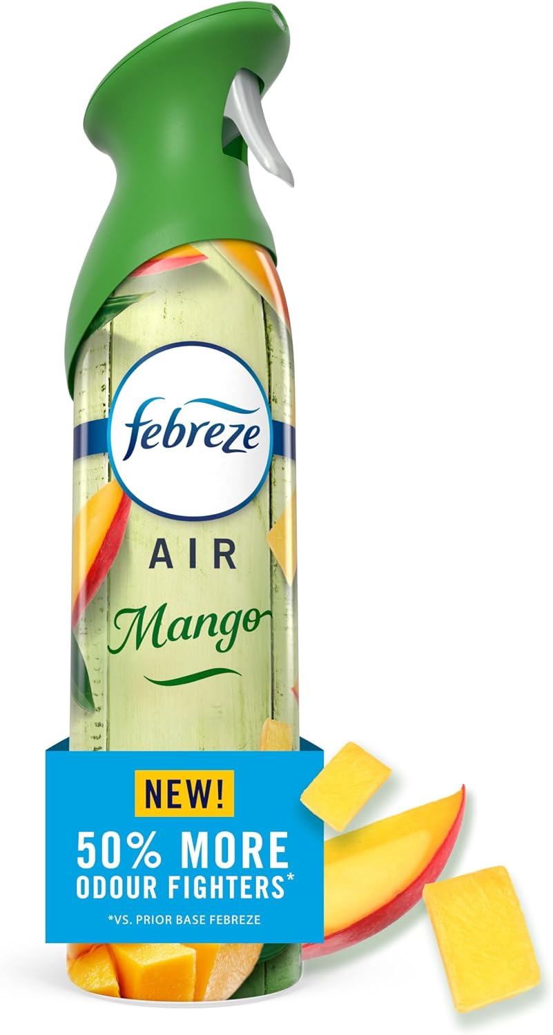 Febreze Air, Air Freshener Spray, Odour Fighting Room Spray, Deodourizer for Home Bathroom Kitchen Office Apartment Dorm Room Classroom, Mango, 230g, 1ct