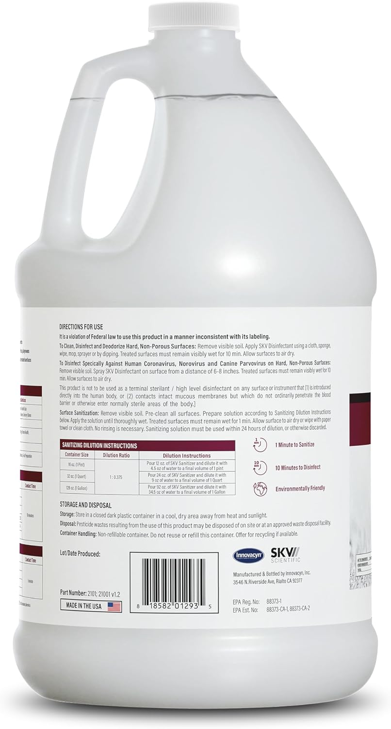 SKV Disinfectant and Sanitizing Solution with Electric Cordless Atomizing Sprayer for 360-Degree Coverage and No Residue