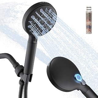 Filtered Shower Head with Handheld, 8 Spray Mode High Pressure Showerhead with Filters, Detachable shower head, Water Softener Filters for Hard Water, Remove Chlorine(N8HS702MB)