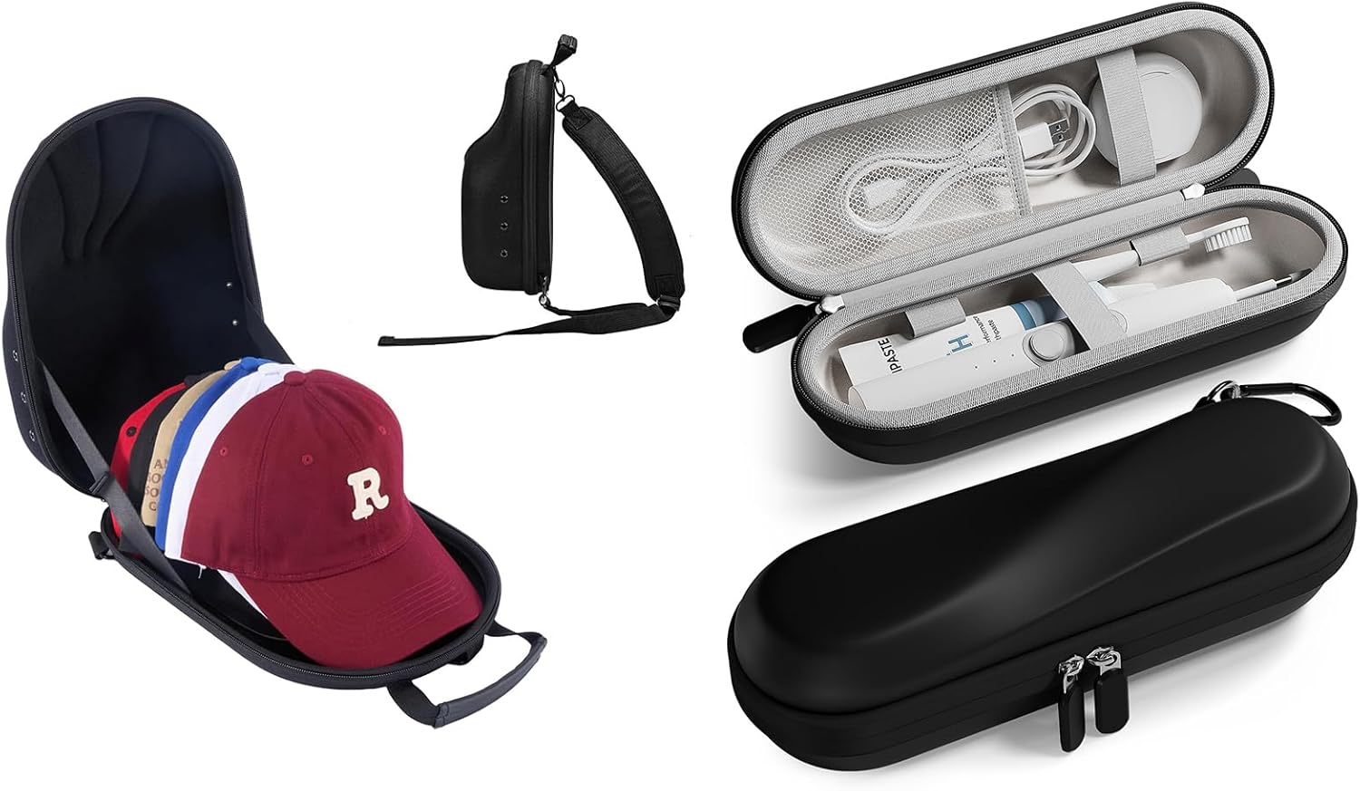 ProCase Hard Hat Travel Case for Baseball Caps Bundle with Electric Toothbrush Travel Case for Oral-B Pro/iO/Smart & Philips Sonicare