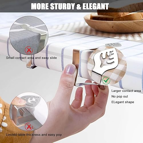 Miniatura 4 de Paquete de 10 clips para mantel de mesa, clip de mantel de pícnic en forma de hoja, para exteriores, grande, resistente, acero inoxidable, cubierta