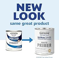 Vista 2 de Rust-Oleum Brush On Paint 224430T Painter's Touch - Pintura de látex, cuarto de galón, imprimación blanca plana acrílica, 32 onzas líquidas