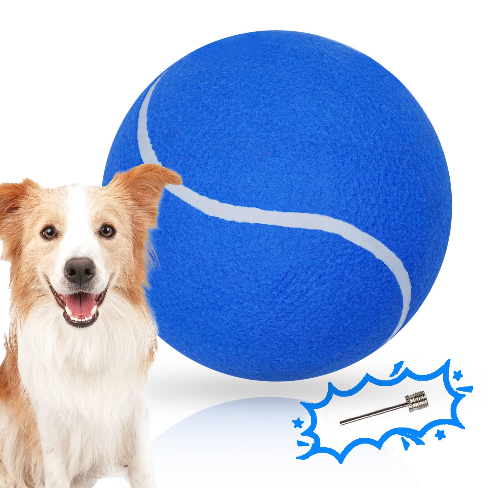 Banfeng Large Dog Tennis Ball,9.5" Giant Doy Sport Ball Toy,Pet Birthday Gifts Interactive Dog Toys for Small Medium Large Dog (Blue)