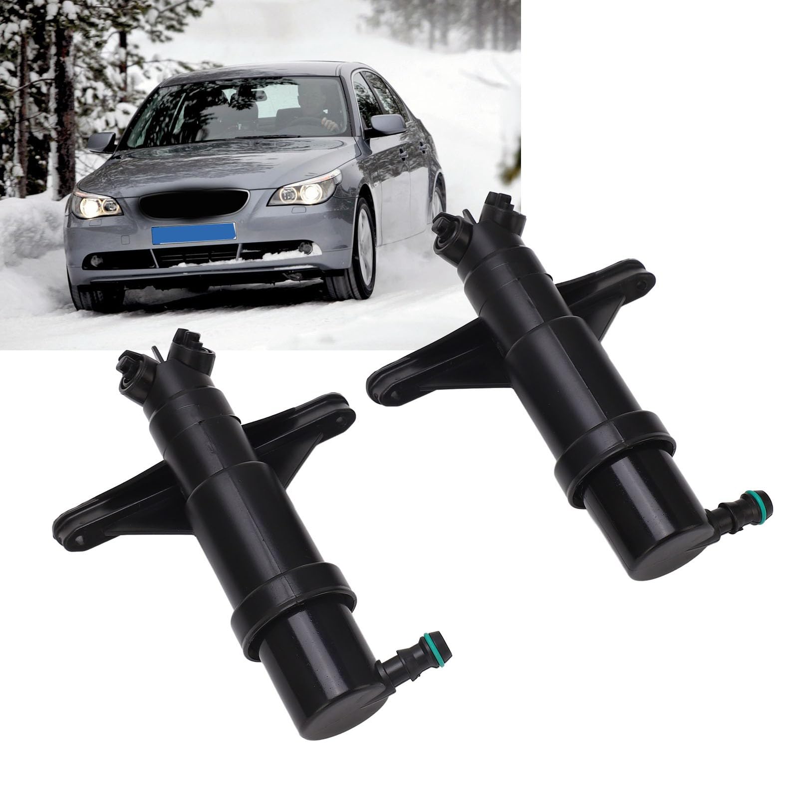 Boquilla de Lavado de Faros para Serie 525i E60, 61677038415 Puntos Muertos Limpios, 61677038416 Chorro Izquierdo Derecho, Reemplazo OE, Compatible con Serie 5 E60 2004-2010,