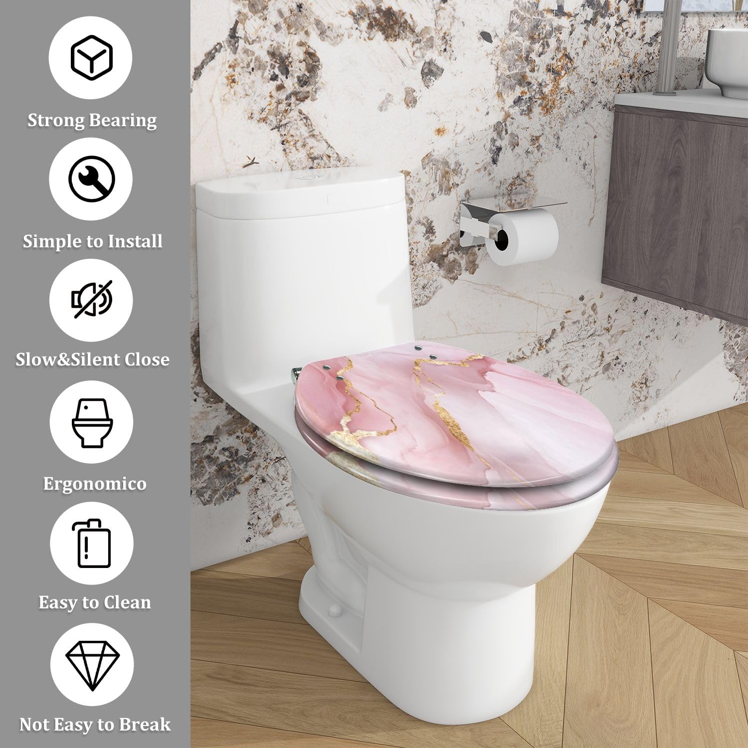 Sedile WC allungato in resina HomeCraft per il bagno