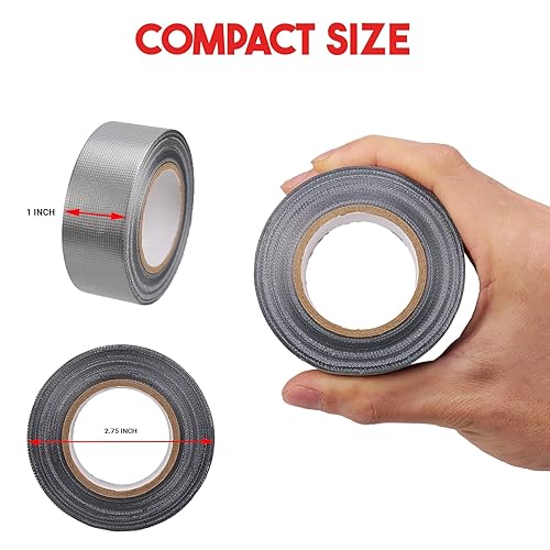 Miniatura 9 de Mini cinta adhesiva para conductos, 1 pulgada x 10 yardas, 1 paquete, rollo pequeño, impermeable, kit de emergencia, multiusos, desgarro a mano para