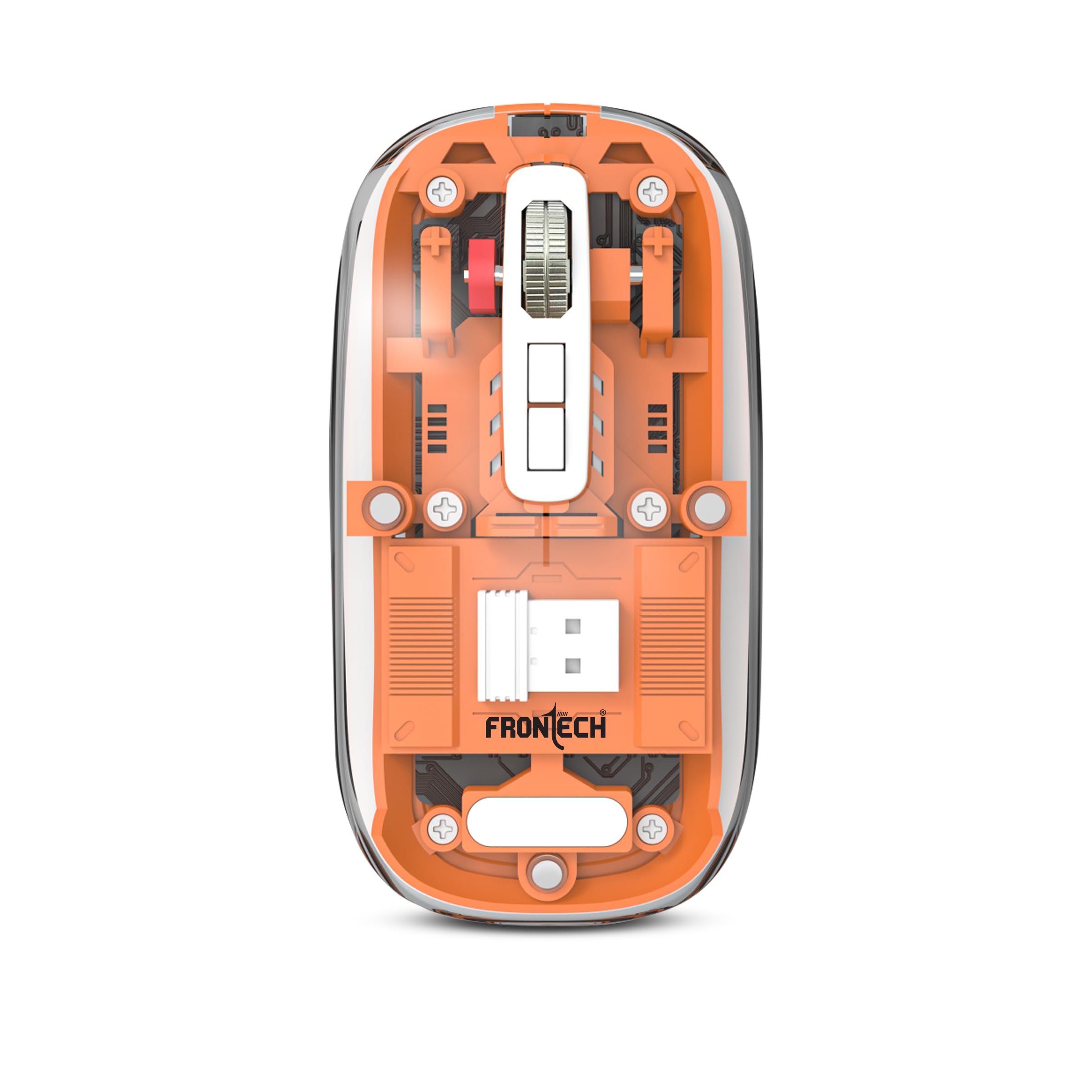 FRONTECH 2.4G & Bluetooth Wireless Mouse | 3200 DPI | 5 Buttons | Transparent Ultra-Slim Design | 300mAh Rechargeable | USB to Type-C (MS-0075)-picture-34