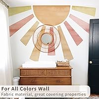 Vista 4 de Grandes calcomanías de tela acuarela boho medio sol para pared despegables y adhesivas, calcomanías de mural de amanecer en tonos pastel, decoración