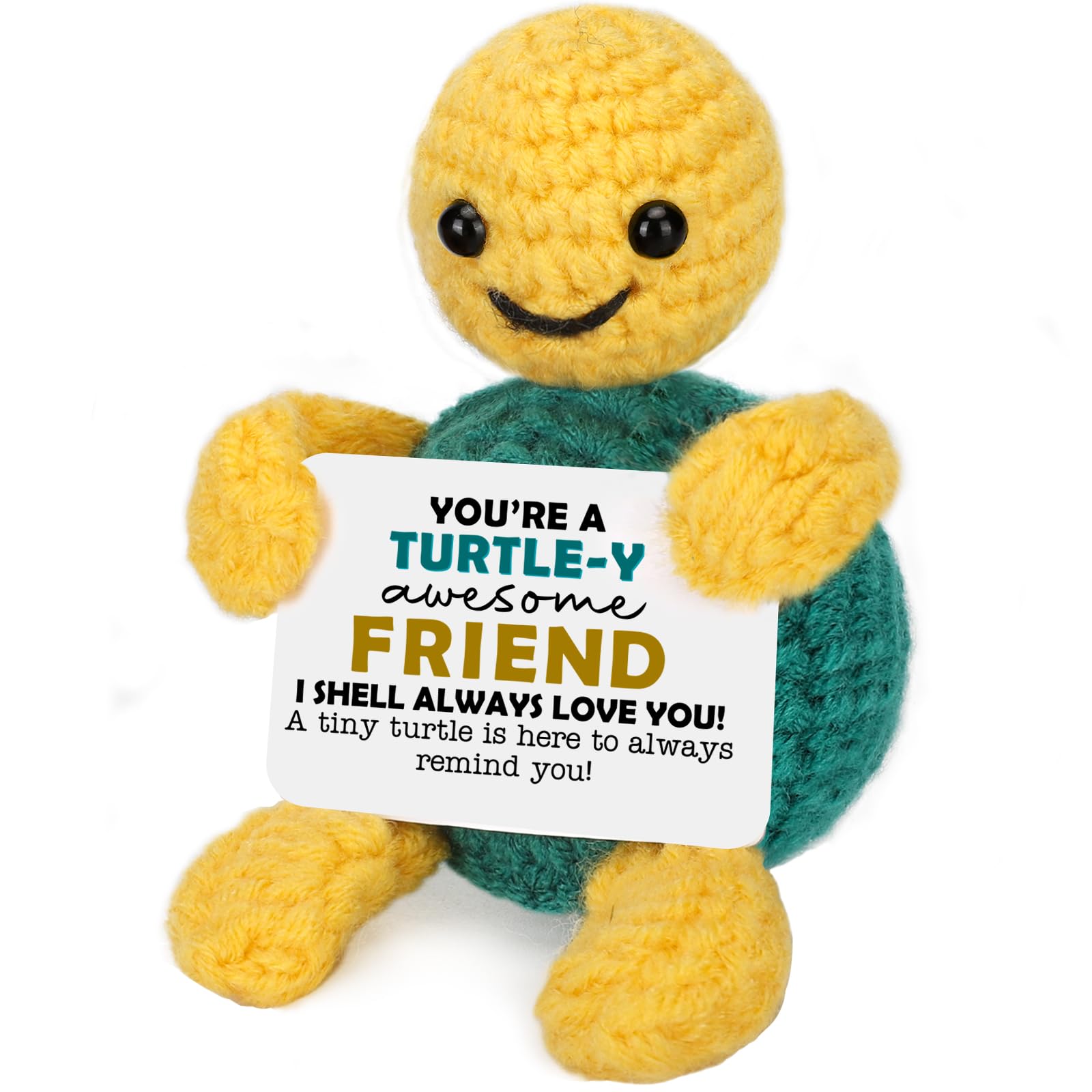 Funny Christmas Turtle Best Friend Friendship Graduation Gifts for Women, Happy Birthday Long Distance Gifts Ideas for Besties Bff Bestfriend Female Male Soul Sister, Cute Small Handmade Crochet