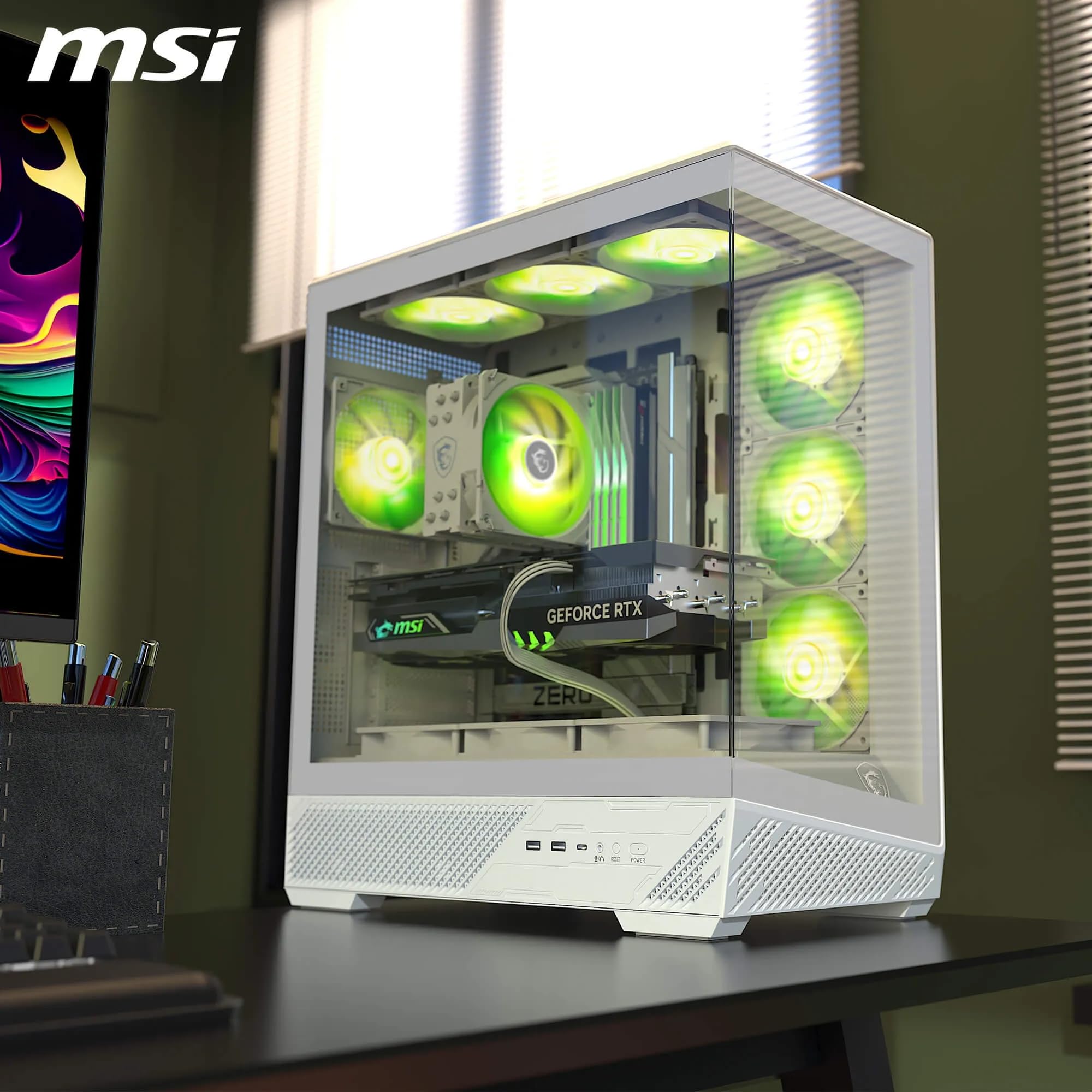MSI MAG PANO 130R PZ White Boîtier PC Gaming ATX, Micro-ATX et Mini-ITX