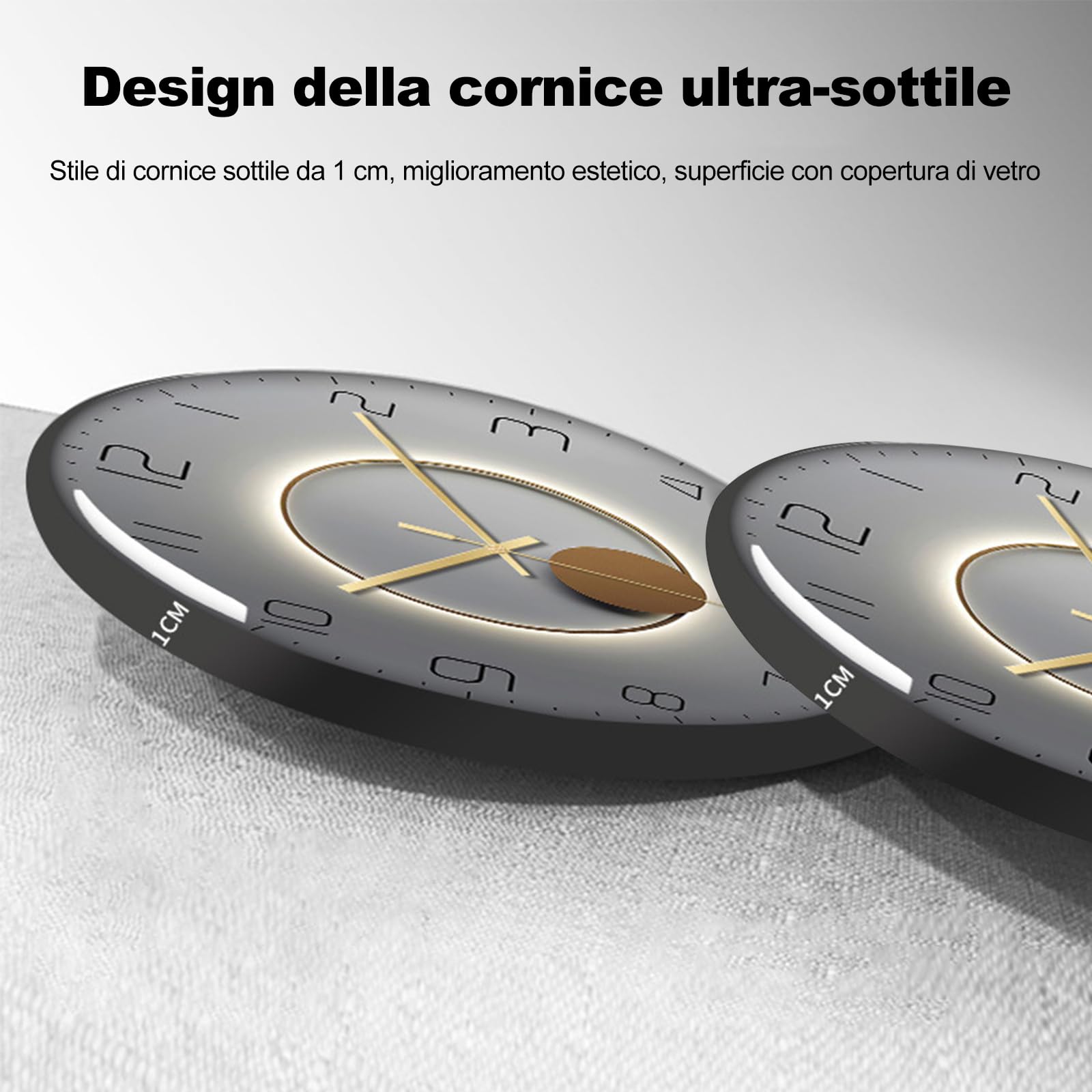 Ergocar Orologio Da Parete Art Deco Moderno Silenzioso In Metallo Senza Ticchettio - Adatto Per Soggiorno, Camera Da Letto, Sala Studio, Ufficio