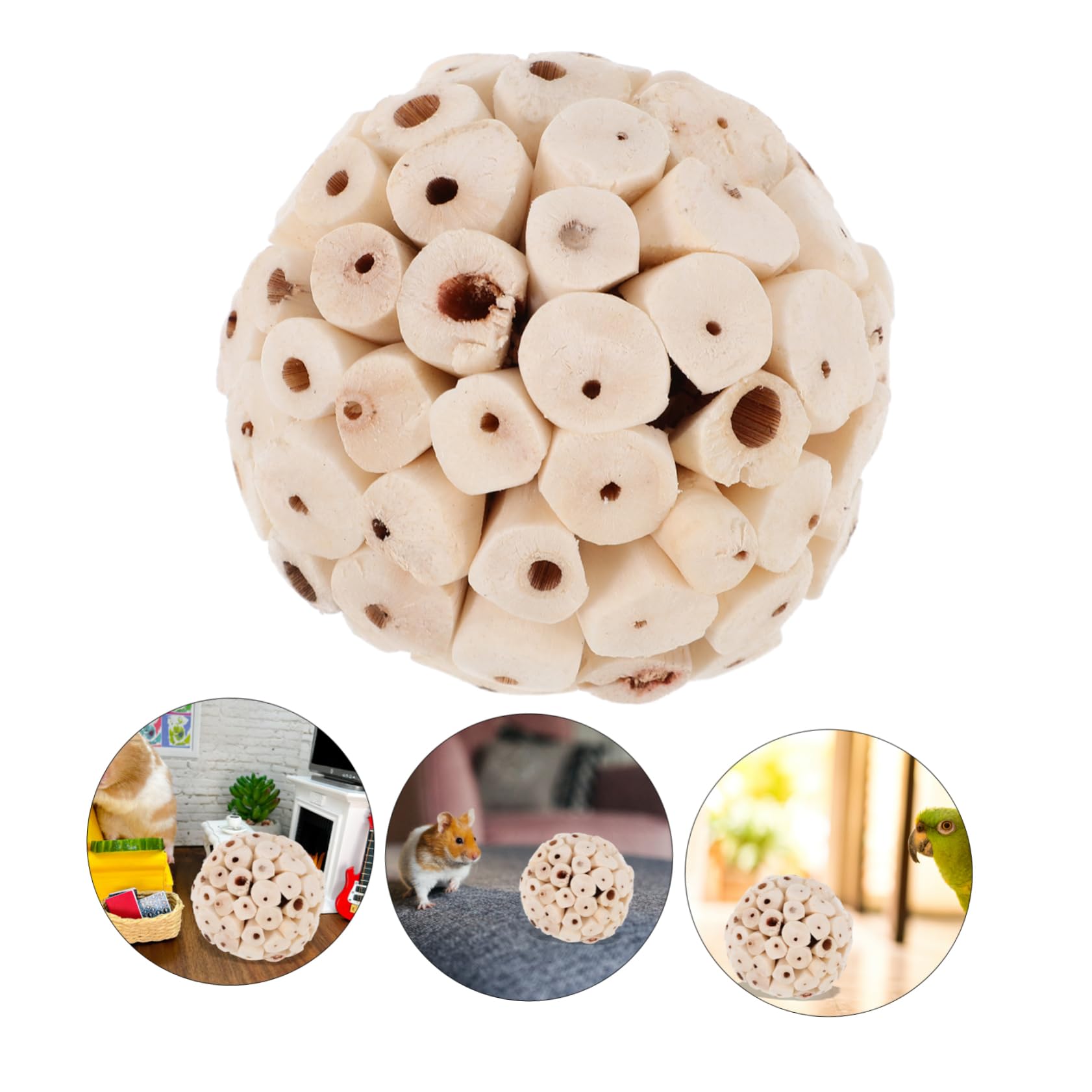 Yardwe 24piezas Juguete Natural De Forrajeo para Aves y Roedores De Balones Comestibles para Conejos Hámsters y Periquitos para Masticar y