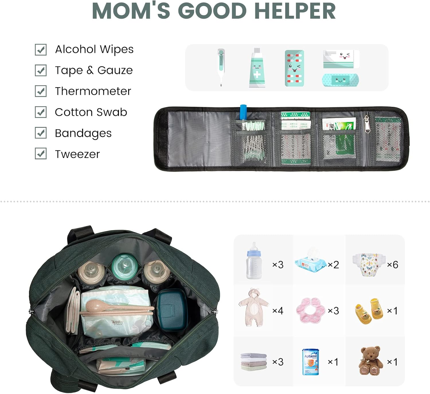 LOVEVOOK Diaper Bag Tote, Large Baby Diaper Bag Waterproof Travel Diaper Tote with Changing Pad - Image 3