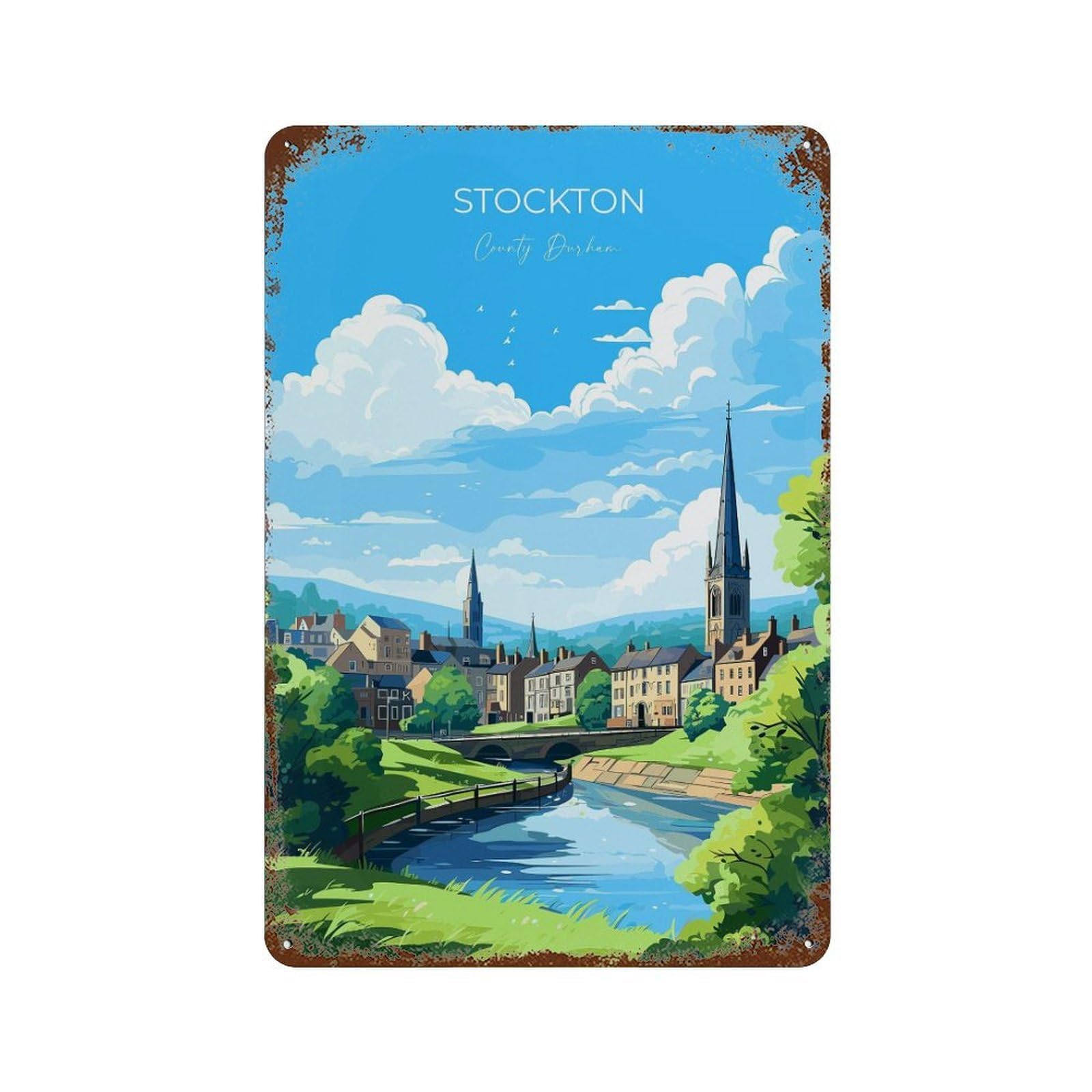 xiaoxiaoshen Stockton Travel of on Tees County Durham Gift Wall Decor Art Metal Tin Poster Modern Home Decor Art Home Bar Shop Decorations Vintage Sign 30x20cm