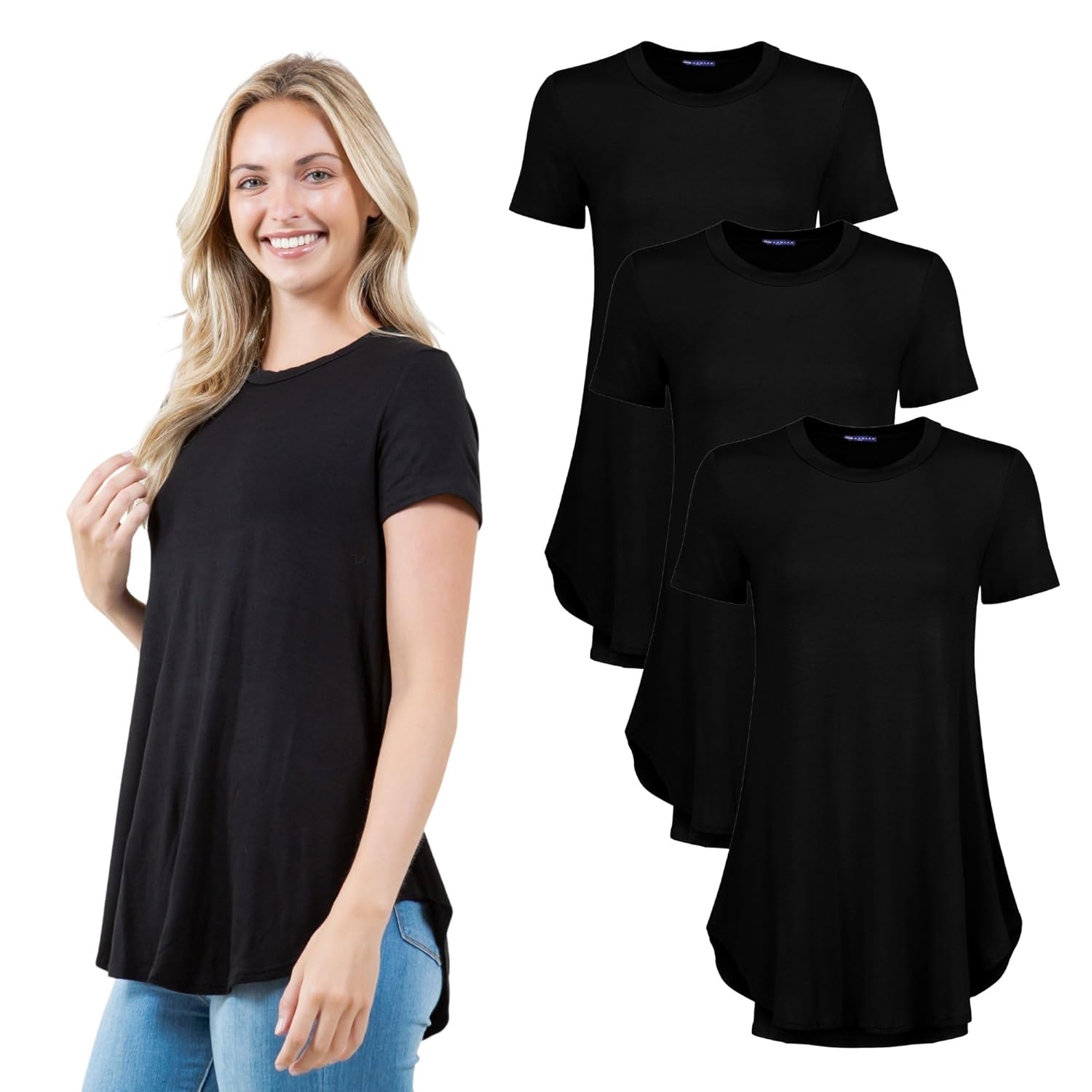 Azules Sleeveless Tunic Tops for Women Crew Neck Tunic Tank Top Casual All-Season Top