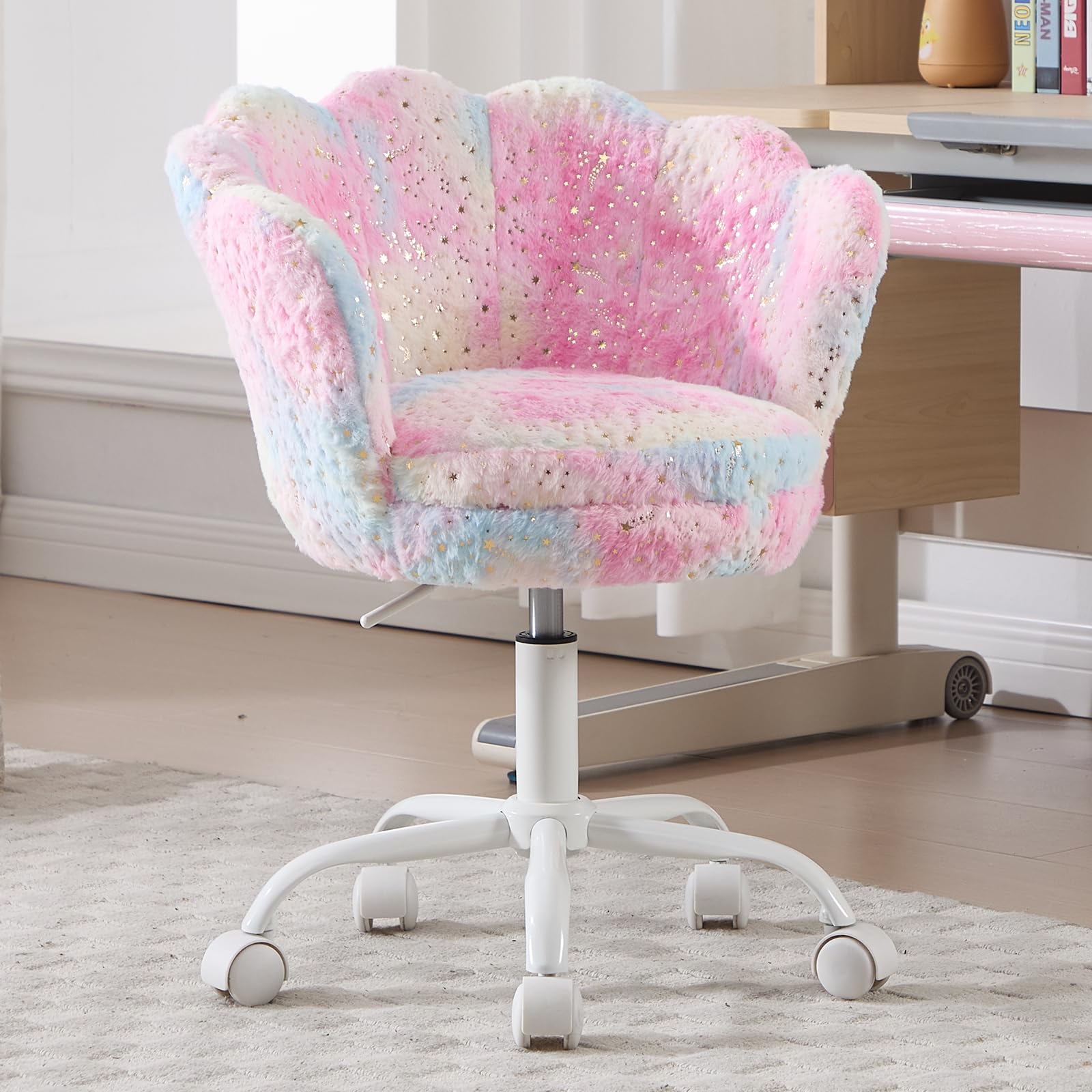 Ya-Home Kids Desk Chair Children Study Chair with Adjustable Height, Pink Fur