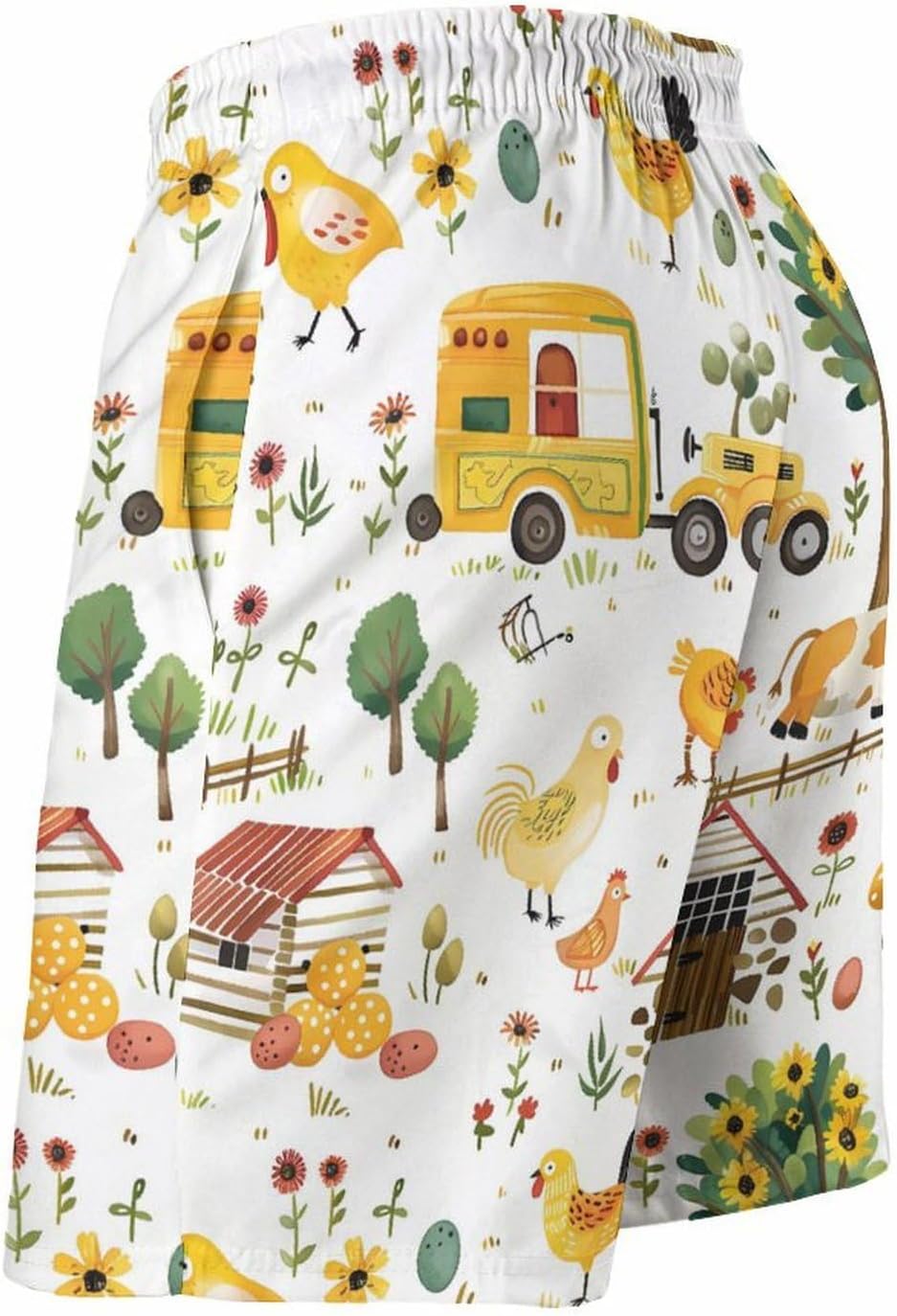 Farm Animals Casual Men's Swim Trunks Novelty Summer Beach Shorts Swimwear with Pocket