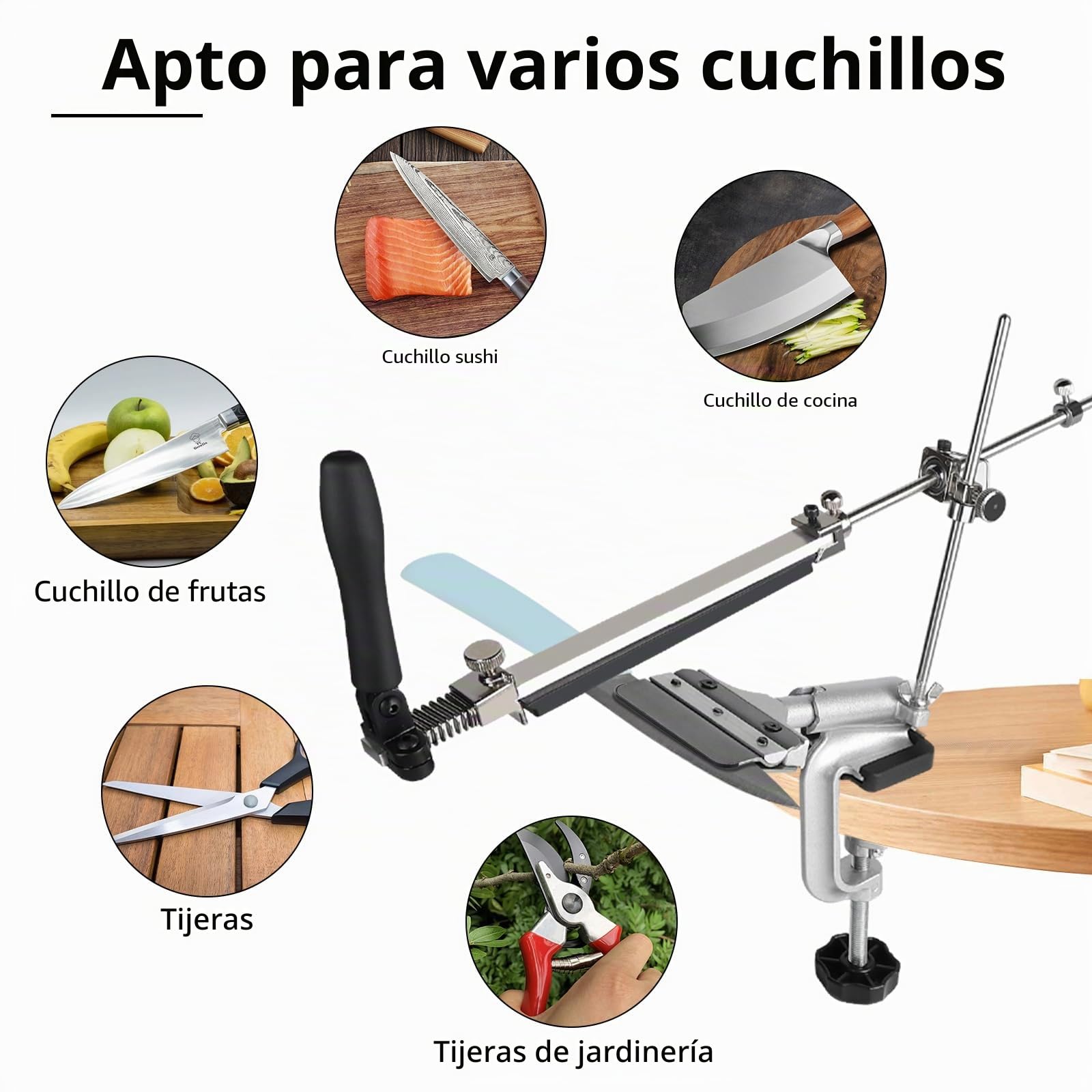 EXLECO 14Pcs Afilador de Cuchillos Profesional Afilador Cuchillos RotacióN de 360° Knife Sharpener Ángulo Fijo Afilar Cuchillos Kit Sistema de Afilado Cuchillos con 4 Piedra Afilar 6 Chaira Diamante