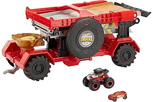 Hot Wheels Monster Trucks Down Hill Race & Go Playset with Exclusive Bone Shaker