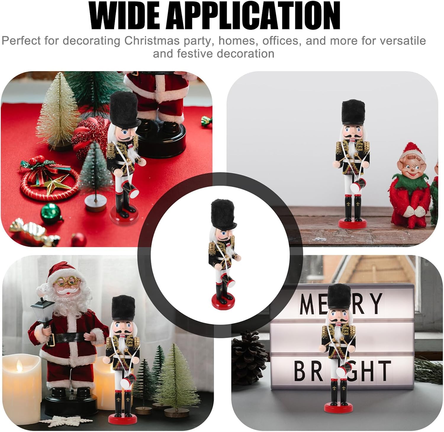 30cm Wooden Nutcracker Figurine Holiday Nutcracker Ornament Christmas Decor for Home and Table Display
