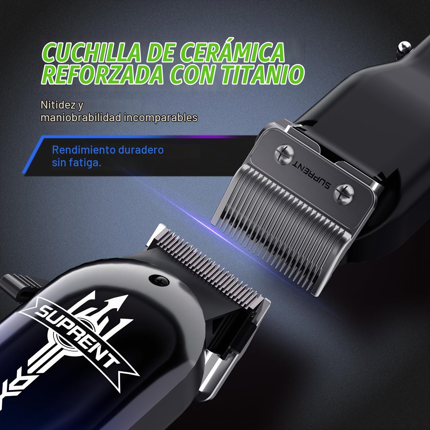 SUPRENT Maquina de Cortar Pelo Hombre, 7000 RPM Cortapelos Profesional | Inalámbrico, Cuchilla Cónica de Cerámica, Corte Preciso, 8 Peines Guía Para la Máquina de Cortar, Pantalla LED