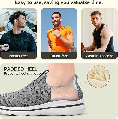 ODCKOI Trainers Men's Hands-Free Trainers Lightweight Breathable Slip On Trainers Men's Comfortable Mesh Casual Shoes Laces Without Tying Sports Shoes