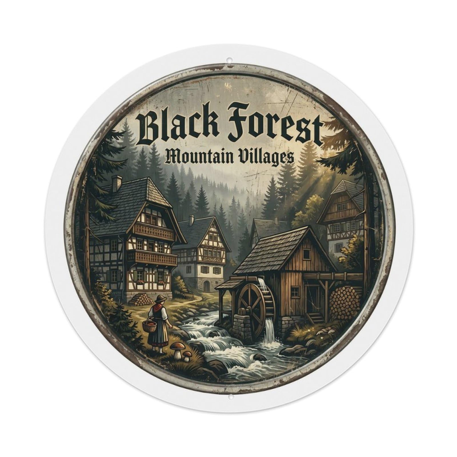 Vintage Travel Schwarzwald Forest Village Metal Tin Sign
