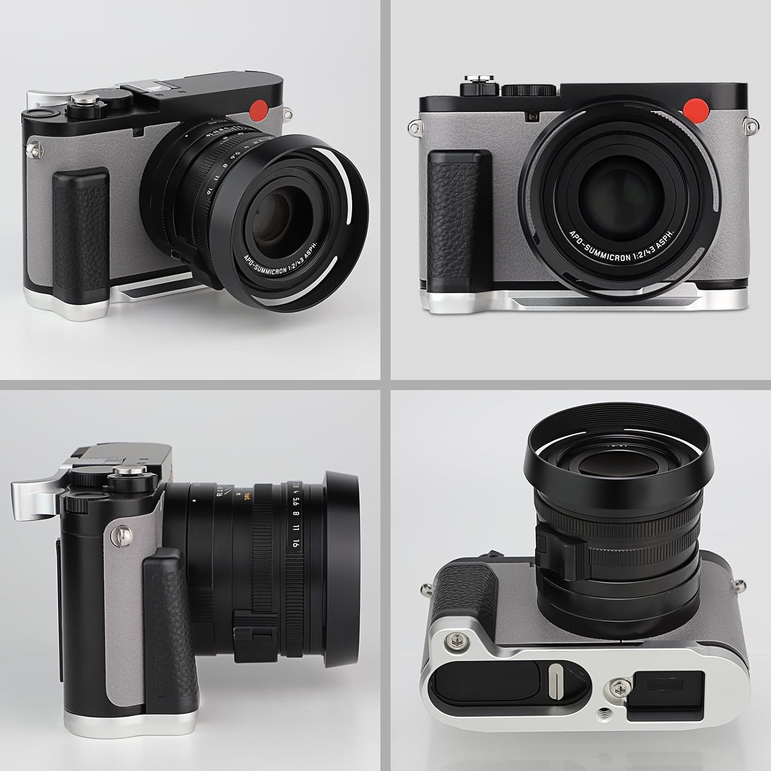 Haoge Camera Bracket Holder for Leica Q3 Q3-43 Camera Body HandGrip L-Shape Grip Bracket Silver Quick-Release Plate HG-Q3W