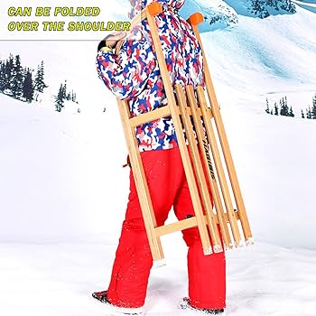 Amazon.co.jp: 折りたたみ式木製そりオリジナル木製スキー車